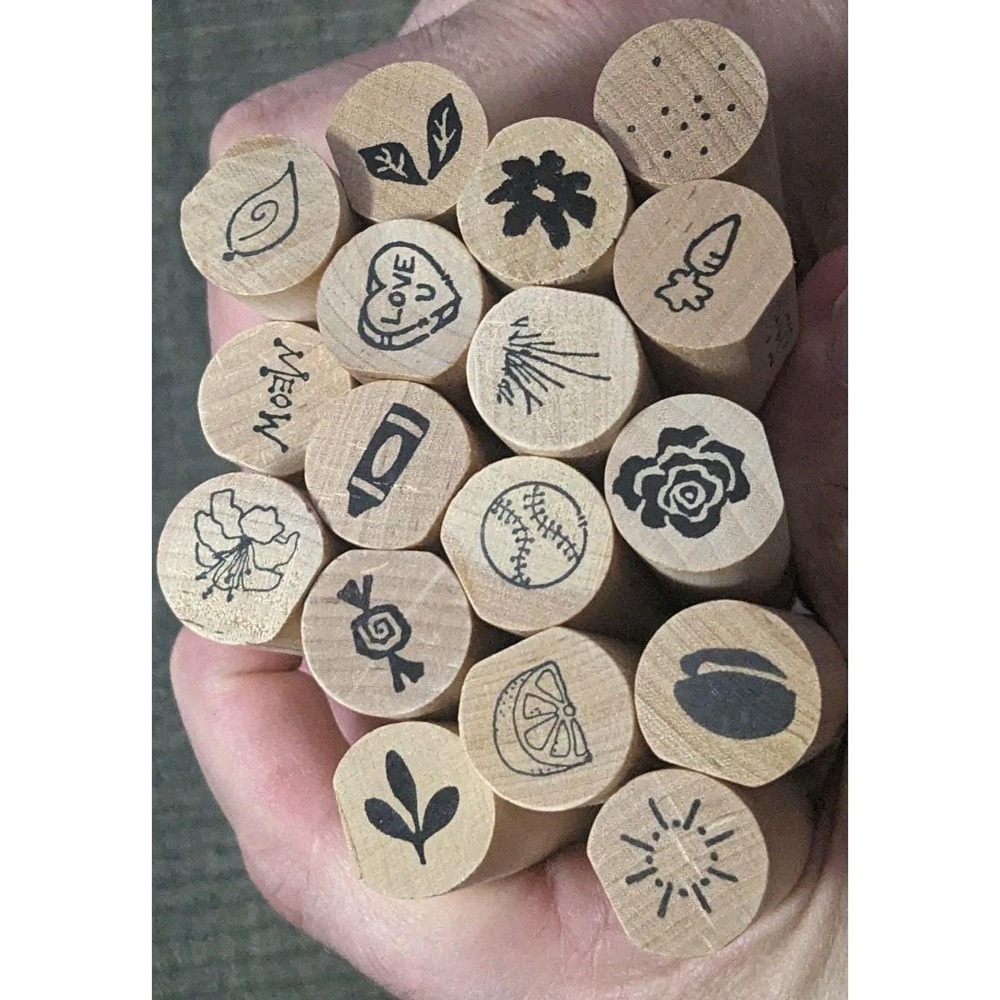 Lot Of 17 Stamps by Judith Stubbies Wood Rubber Ink Stamp Assorted